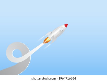 Rocket launch, business start up concept paper art vector illustration