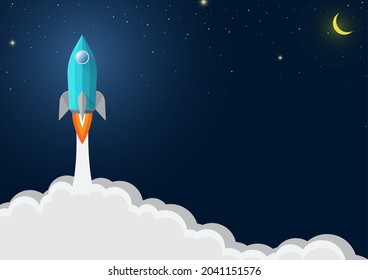 Lanzamiento de cohete, ilustración vectorial de concepto de inicio de negocio