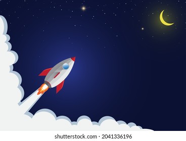 Rocket launch, business start up concept vector illustration