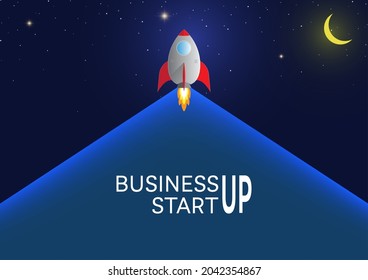 Rocket launch, business start up concept vector illustration