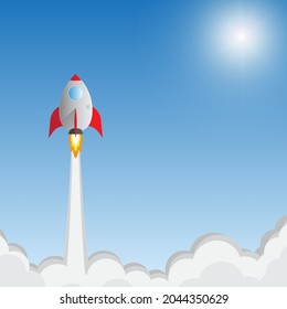 Rocket launch, business start up concept vector illustration