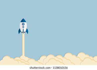 Rocket. Rocket launch, business startup banner concept, flat style vector illustration