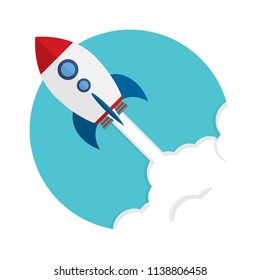 Rocket. Rocket launch, business startup banner concept, flat style vector illustration
