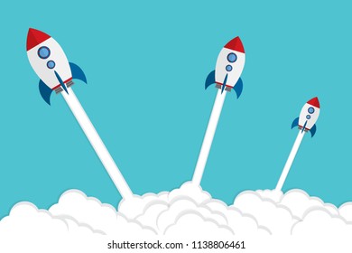 Rocket. Rocket launch, business startup banner concept, flat style vector illustration