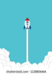 Rocket. Rocket launch, business startup banner concept, flat style vector illustration