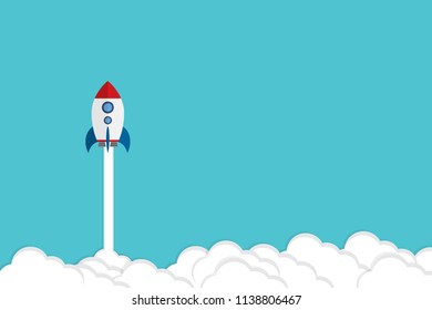 Rocket. Rocket launch, business startup banner concept, flat style vector illustration