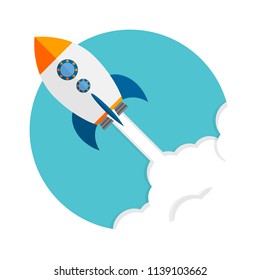 Rocket. Rocket launch, business startup banner concept, flat style vector illustration