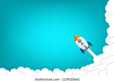 Rocket. Rocket launch, business startup banner concept, flat style vector illustration