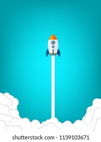 Rocket. Rocket launch, business startup banner concept, flat style vector illustration
