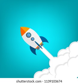 Rocket. Rocket launch, business startup banner concept, flat style vector illustration