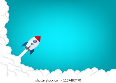Rocket. Rocket launch, business startup banner concept, flat style vector illustration