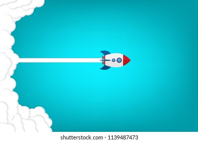 Rocket. Rocket launch, business startup banner concept, flat style vector illustration