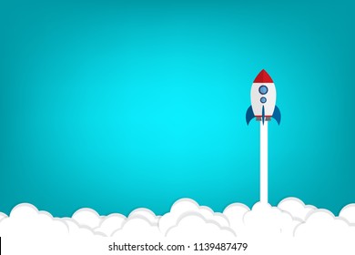 Rocket. Rocket launch, business startup banner concept, flat style vector illustration