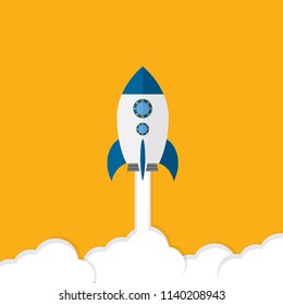 Rocket. Rocket launch, business startup banner concept, flat style vector illustration