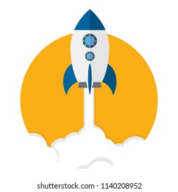 Rocket. Rocket launch, business startup banner concept, flat style vector illustration