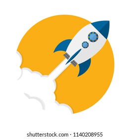 Rocket. Rocket launch, business startup banner concept, flat style vector illustration