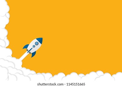 Rocket. Rocket launch, business startup banner concept, flat style vector illustration
