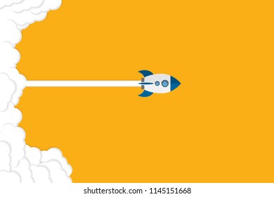Rocket. Rocket launch, business startup banner concept, flat style vector illustration
