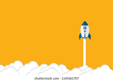 Rocket. Rocket launch, business startup banner concept, flat style vector illustration