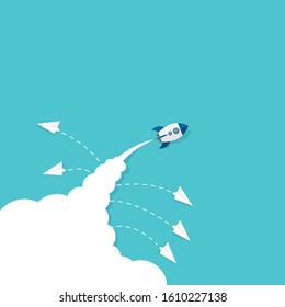 Rocket launch. Business startup concept. Vector illustration.