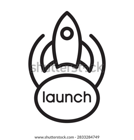 Rocket Launch Button Line Icon Vector for Startup App Deployment and Business Technology