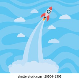 rocket launch card over sky