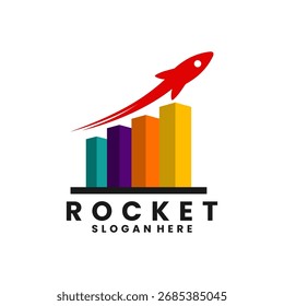 Raketenstart mit Warenkorb-Logo-Design-Vektor. Logo für Unternehmenswachstum