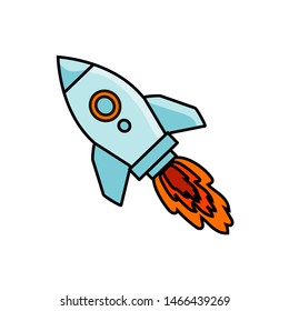 Rocket launch color vector illustration