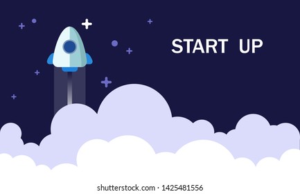 Rocket launch concept background. Rocket launch for web, landing page, ui, template, application, wallpaper, background, for your project, banner. Illustration