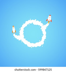 Rocket launch concept. Start up, business and promotion for success. Rocket and the space.