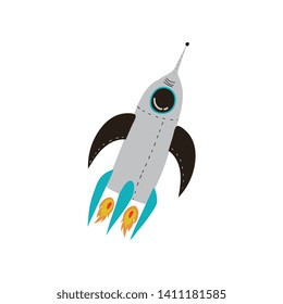 Rocket Launch, Cosmos Theme Design Element Cartoon Vector Illustration