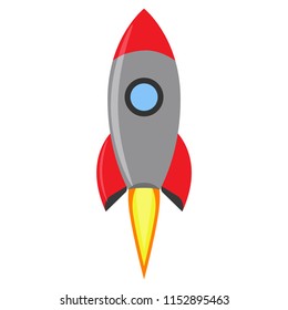Rocket launch creative space vector. Flight idea symbol red spaceship. Futuristic astronomy shuttle icon background. Illustration start adventure technology concept. Development vehicle project cosmos