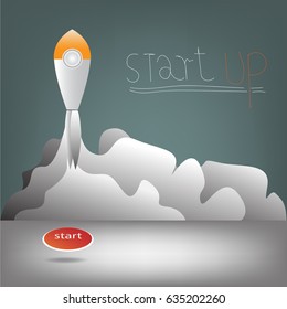Rocket launch ,Creative start up concept, Vector illustration