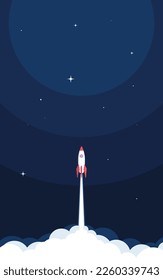Rocket launch design. Business startup concept, vector illustration.
