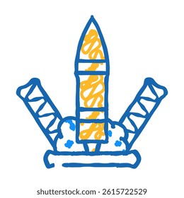 rocket launch doodle icon sketch vector. rocket launch sign. isolated symbol illustration
