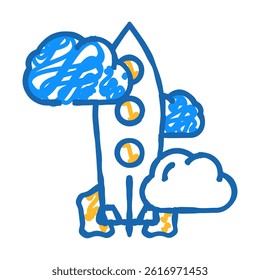rocket launch doodle icon sketch vector. rocket launch sign. isolated symbol illustration