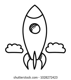 Rocket launch, doodle icon startup business concept