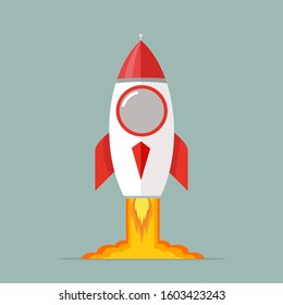 Rocket launch flat design vector