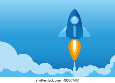 Rocket launch flat graphic for business concept