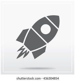 Rocket Launch. Flat Icon Of Graphical Symbol Of Startups, Breakthrough, Etc. Vector Illustration
