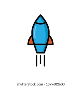 Rocket Launch flat icon , signs , symbols with Blue and orange color perfect for web , logo , mobile app  Ui  Ux  