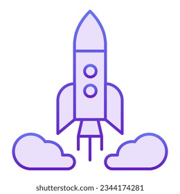 Rocket launch flat icon. Spacecraft violet icons in trendy flat style. Spaceship gradient style design, designed for web and app. Eps 10