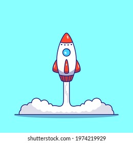 Rocket Launch Flat Icon Vector Illustration Isolated.