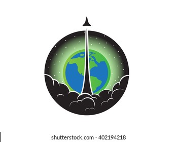 Rocket Launch Flat - Isolated Vector Illustration