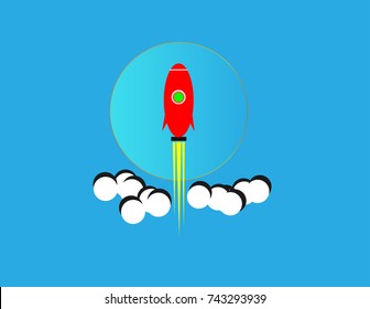 Rocket Launch Flat - Isolated Vector Illustration.Rocket of war.