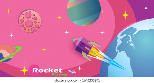Rocket launch in flat style. Rocket design vector illustration.