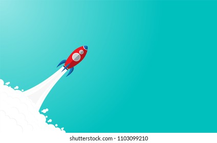 Rocket launch flying on the sky, Vector illustration concept of business 