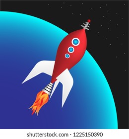 Rocket launch, flying out of the earth to space