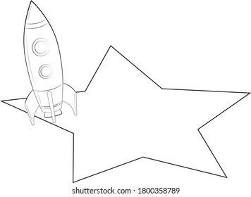 Rocket launch frame with a star banner