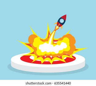 rocket launch fron dart board target vector illustration